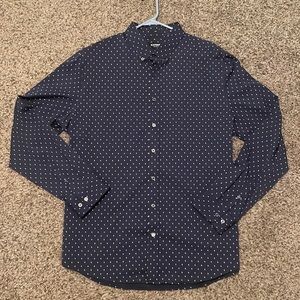 Express navy and white performance button up dress shirt